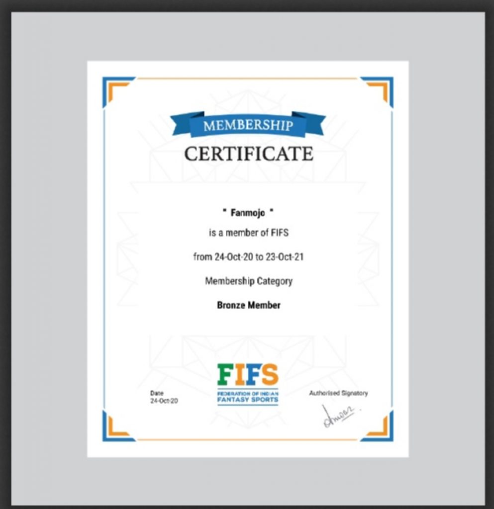 Fanmojo FIFS Certificate